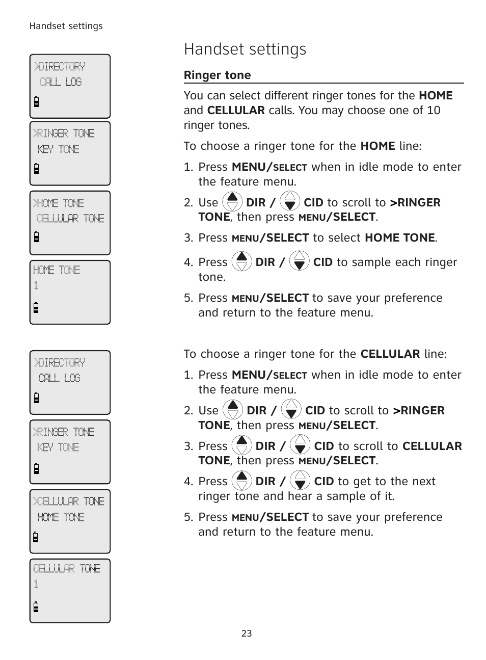 Handset settings | AT&T DECT TL91278 User Manual | Page 28 / 91