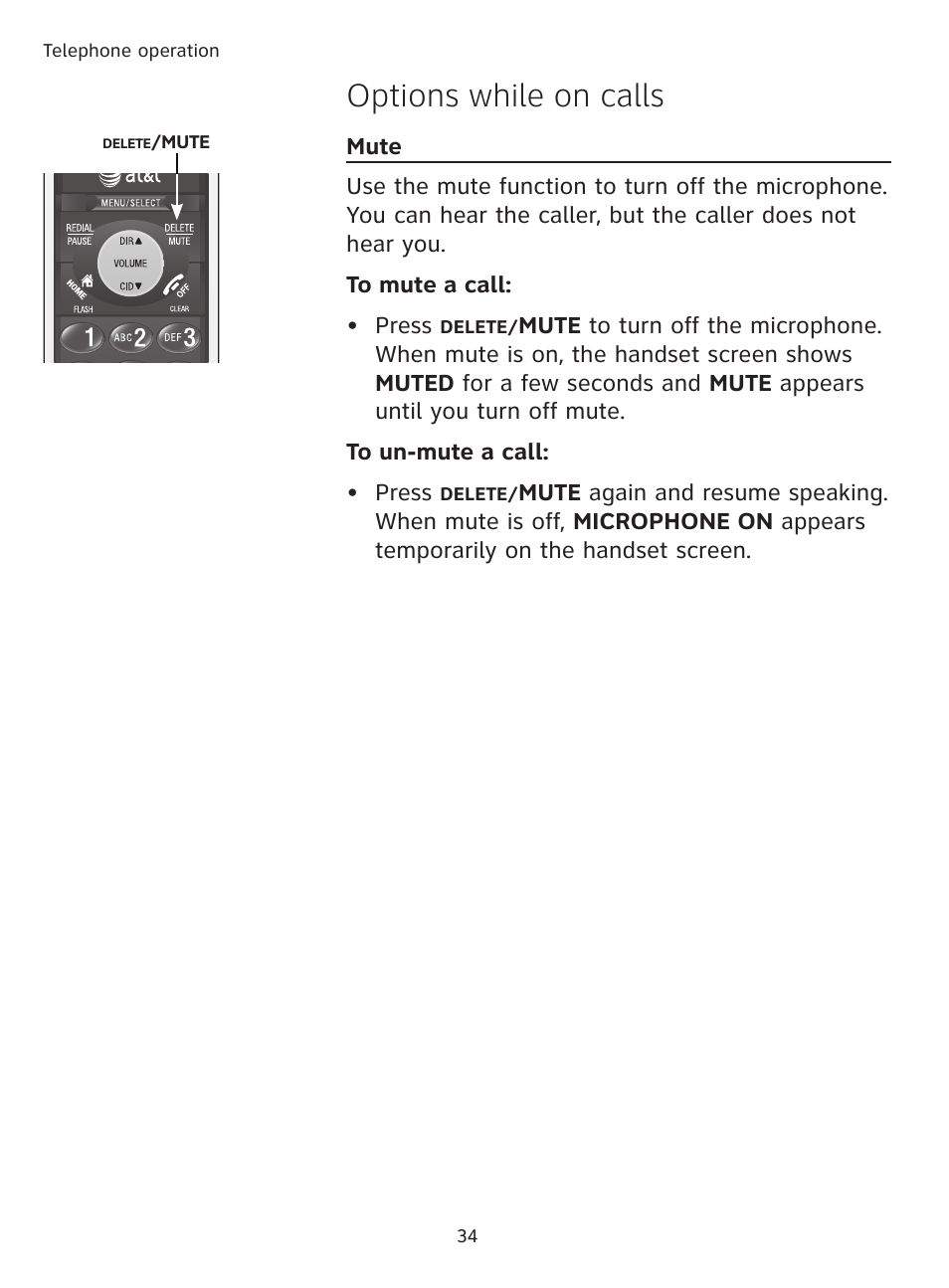 Options while on calls | AT&T DECT TL91278 User Manual | Page 39 / 91