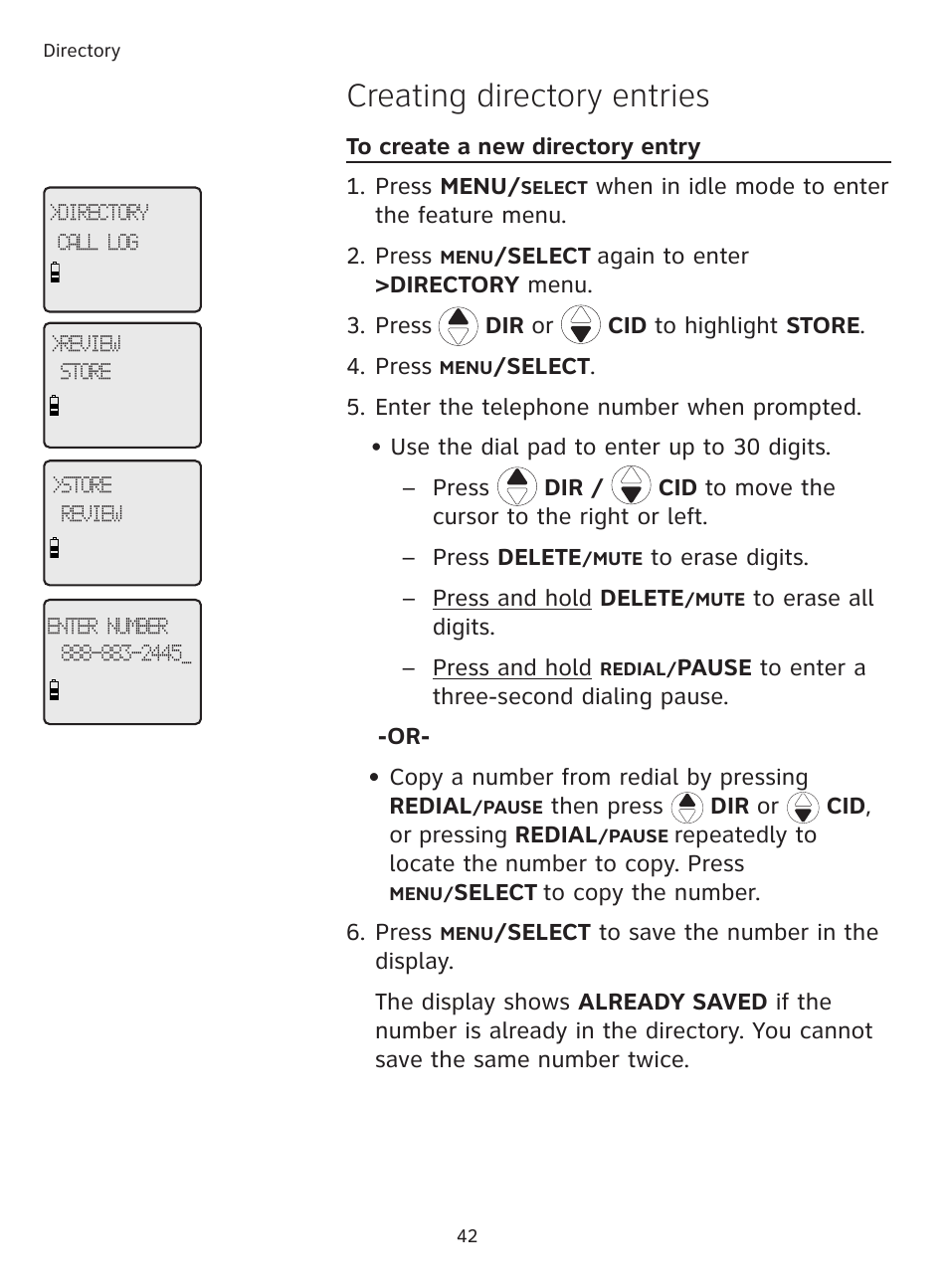 Creating directory entries | AT&T DECT TL91278 User Manual | Page 47 / 91