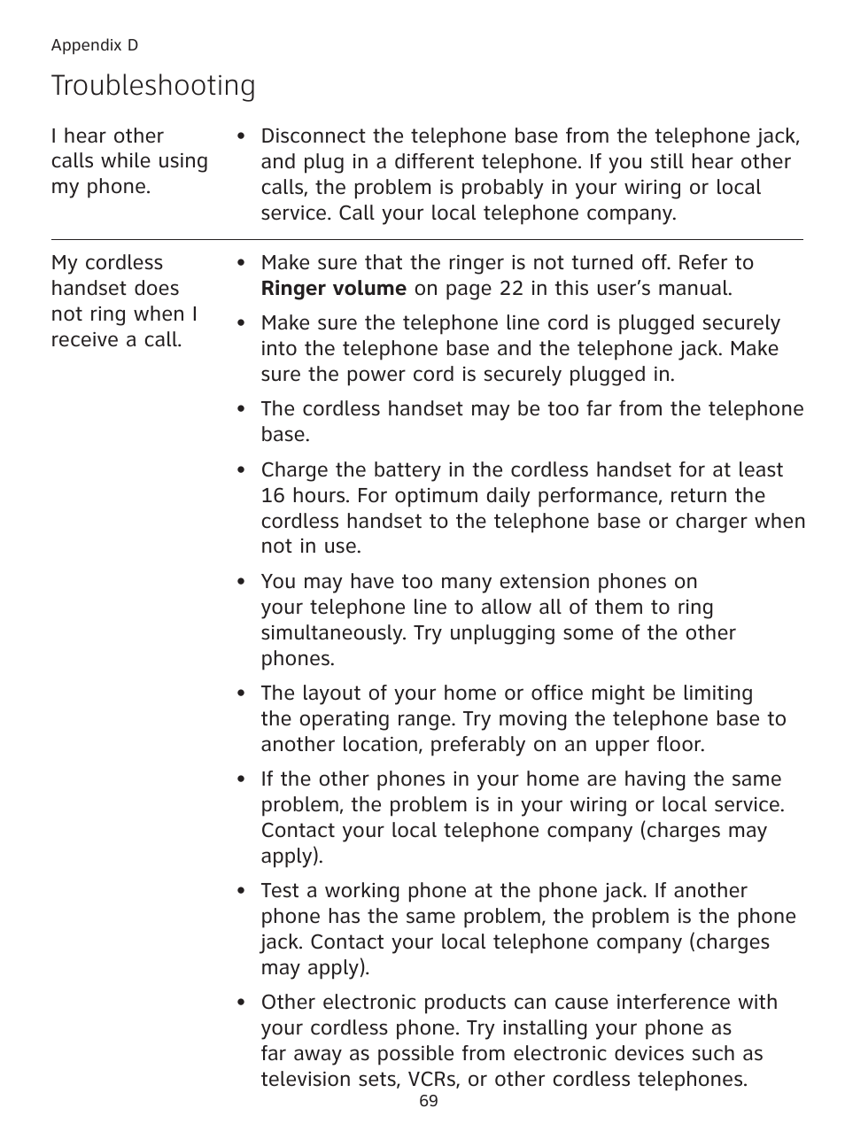 Troubleshooting | AT&T DECT TL91278 User Manual | Page 74 / 91