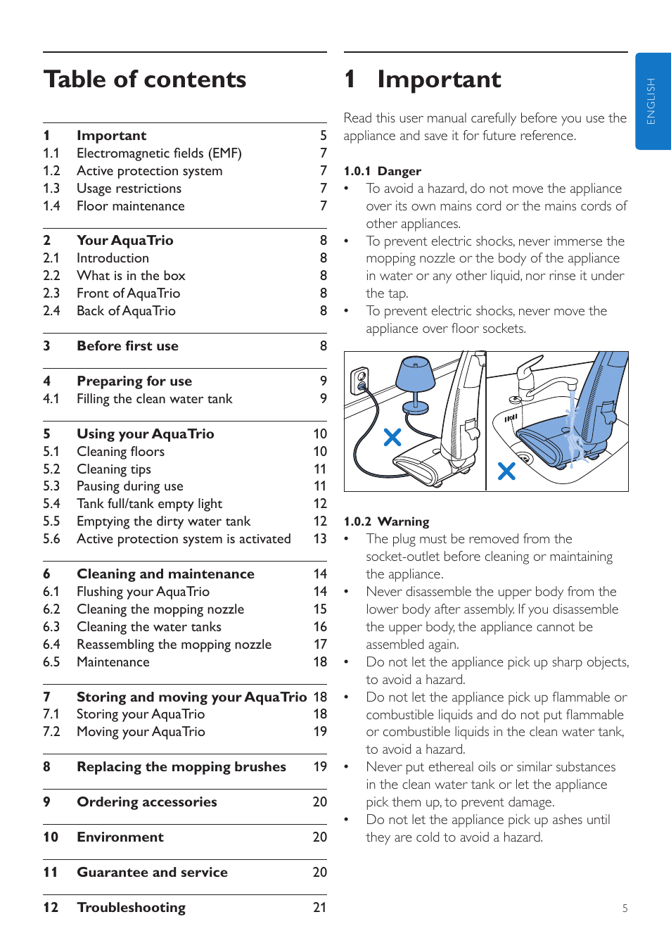 Philips AquaTrio Système d'aspiration et lavage User Manual | Page 5 / 134