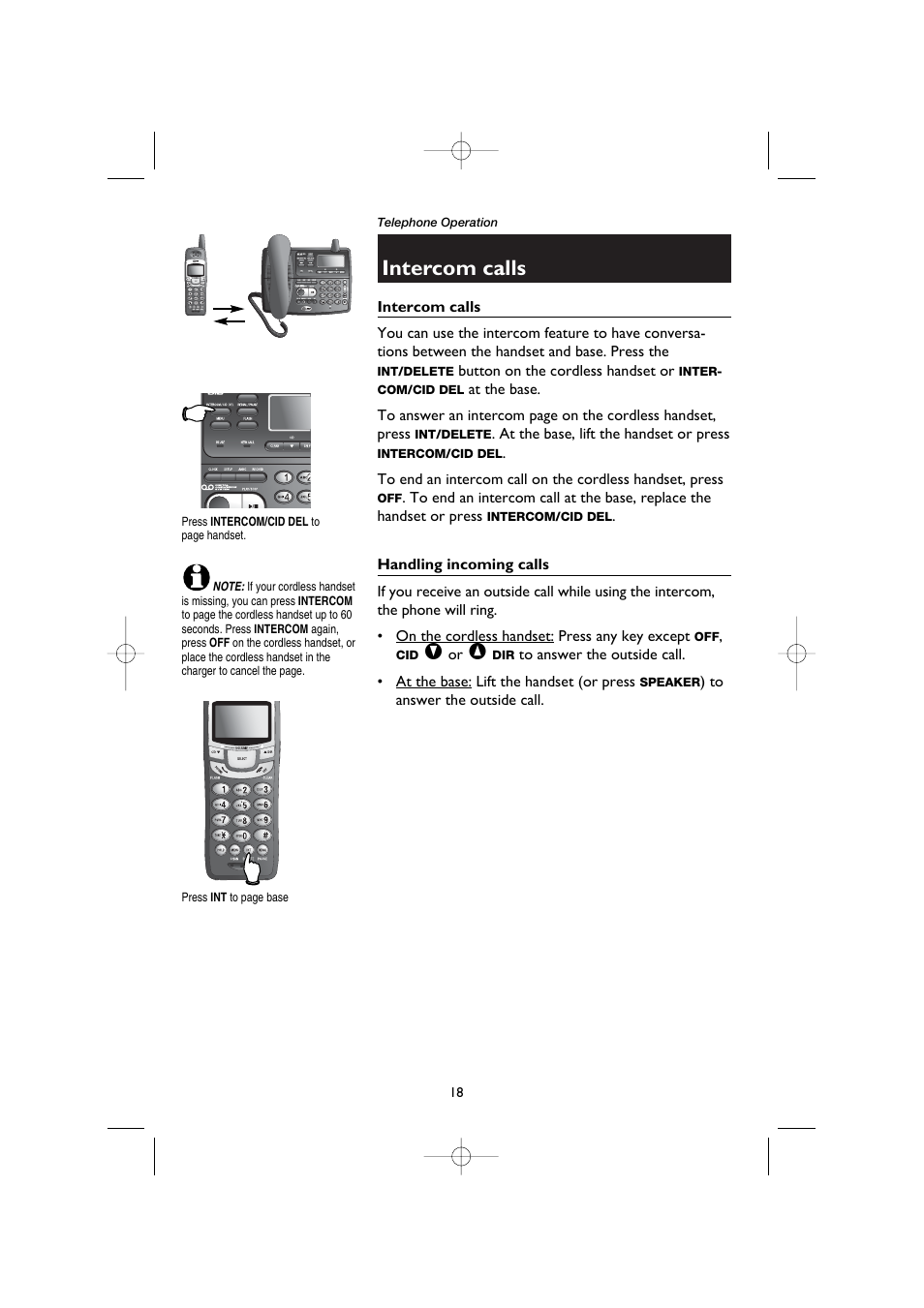 Intercom calls, Handling incoming calls | AT&T E5908 User Manual | Page 22 / 62