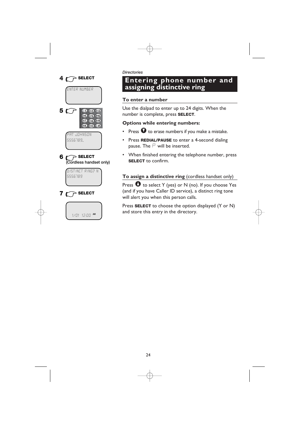 Entering phone number and, To enter a number, Options while entering numbers | AT&T E5908 User Manual | Page 28 / 62