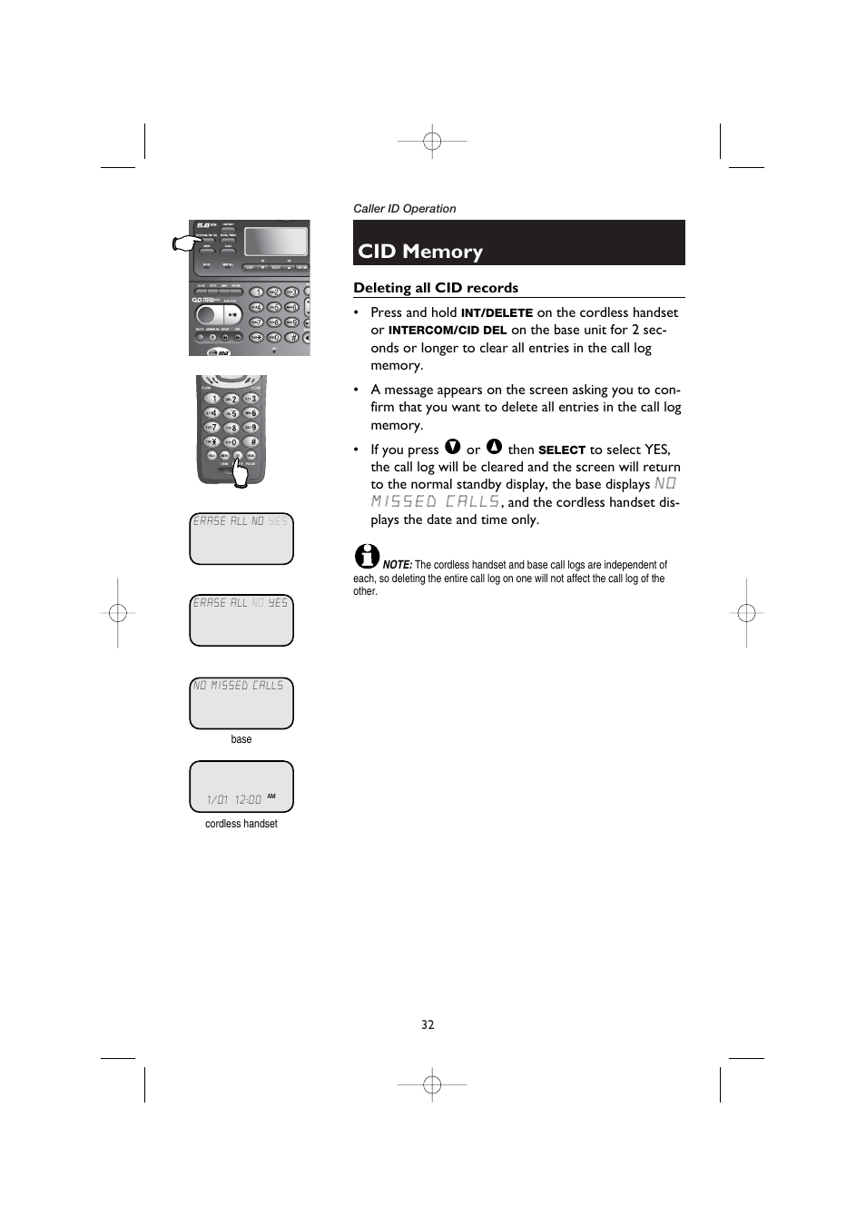 Deleting all cid records | AT&T E5908 User Manual | Page 36 / 62