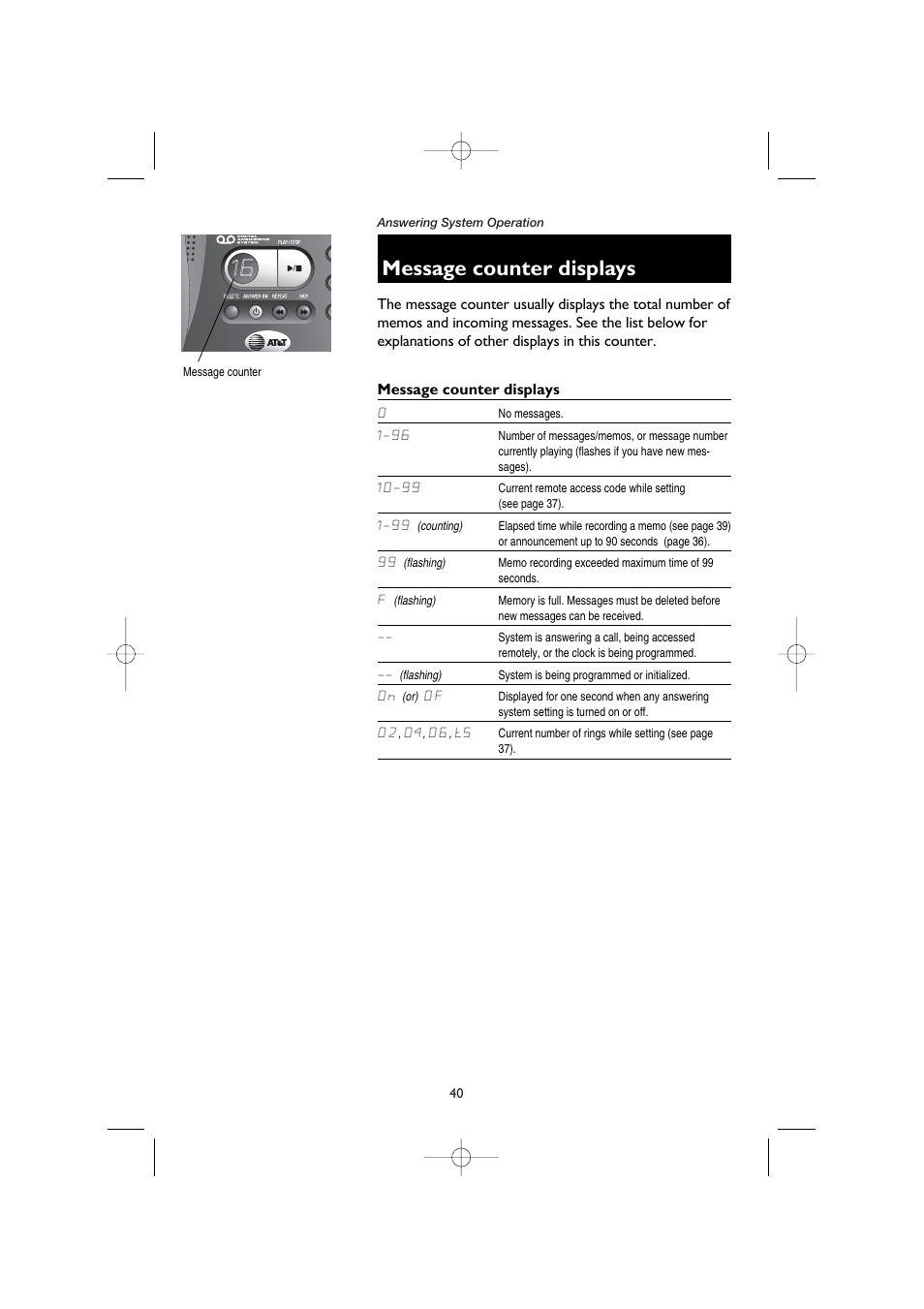 Message counter displays | AT&T E5908 User Manual | Page 44 / 62