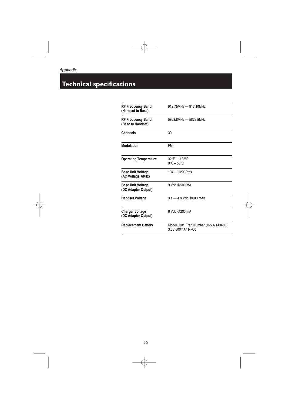 Technical specifications | AT&T E5908 User Manual | Page 59 / 62