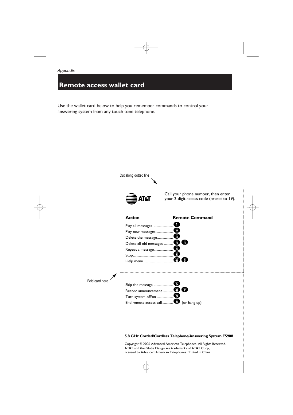 Remote access wallet card | AT&T E5908 User Manual | Page 60 / 62