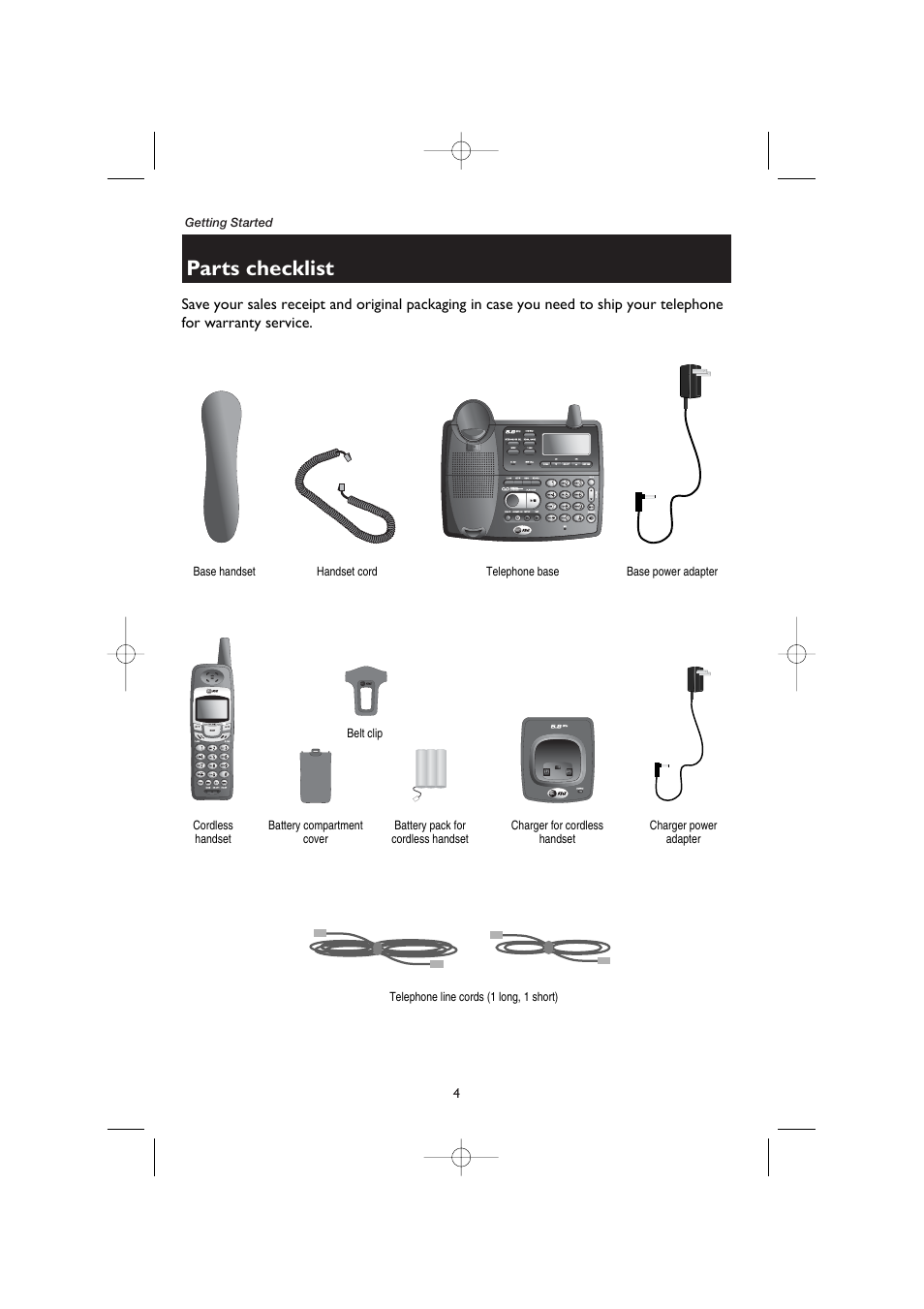 Parts checklist | AT&T E5908 User Manual | Page 8 / 62