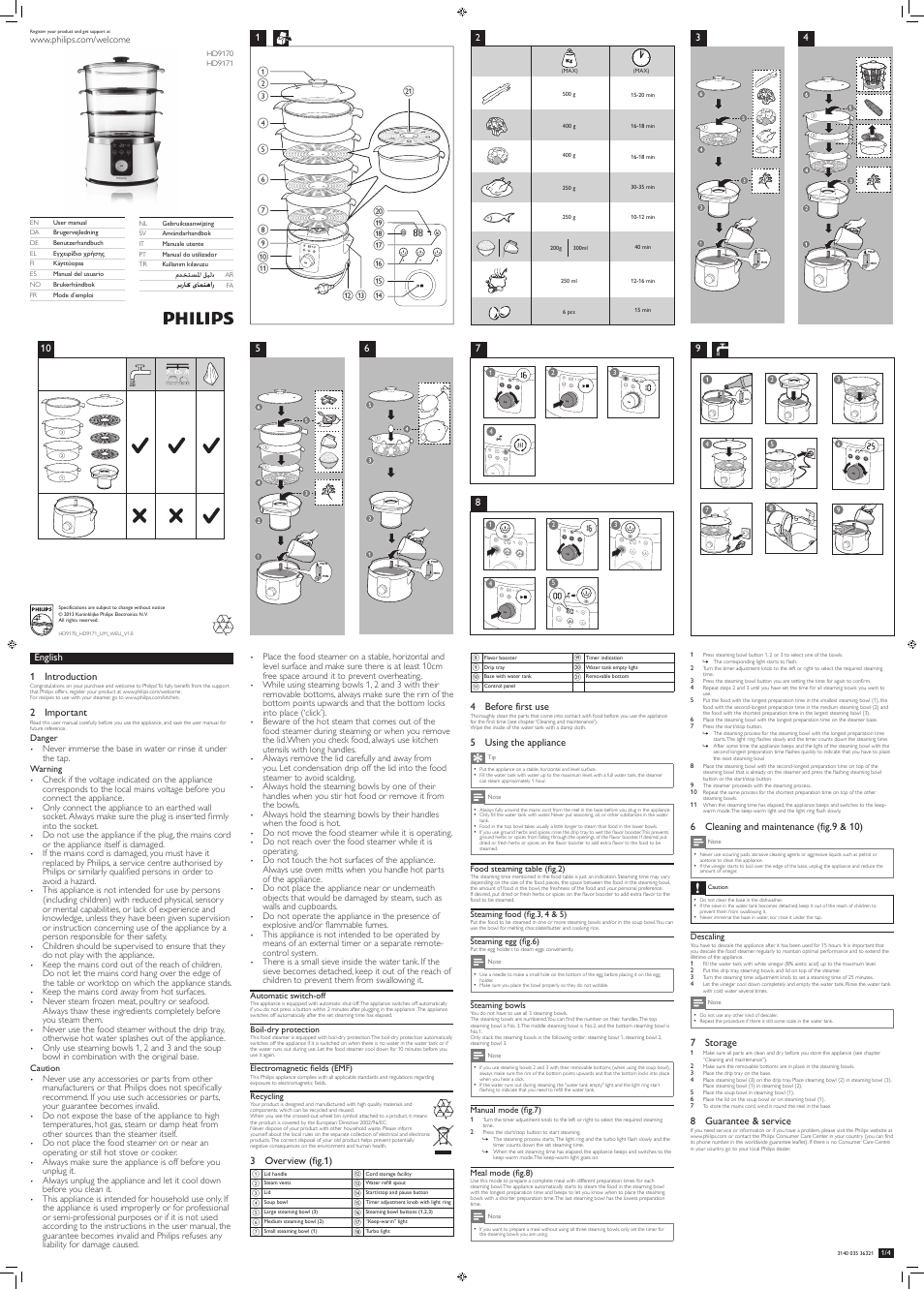 Philips Avance Collection Cuiseur Vapeur User Manual | 8 pages