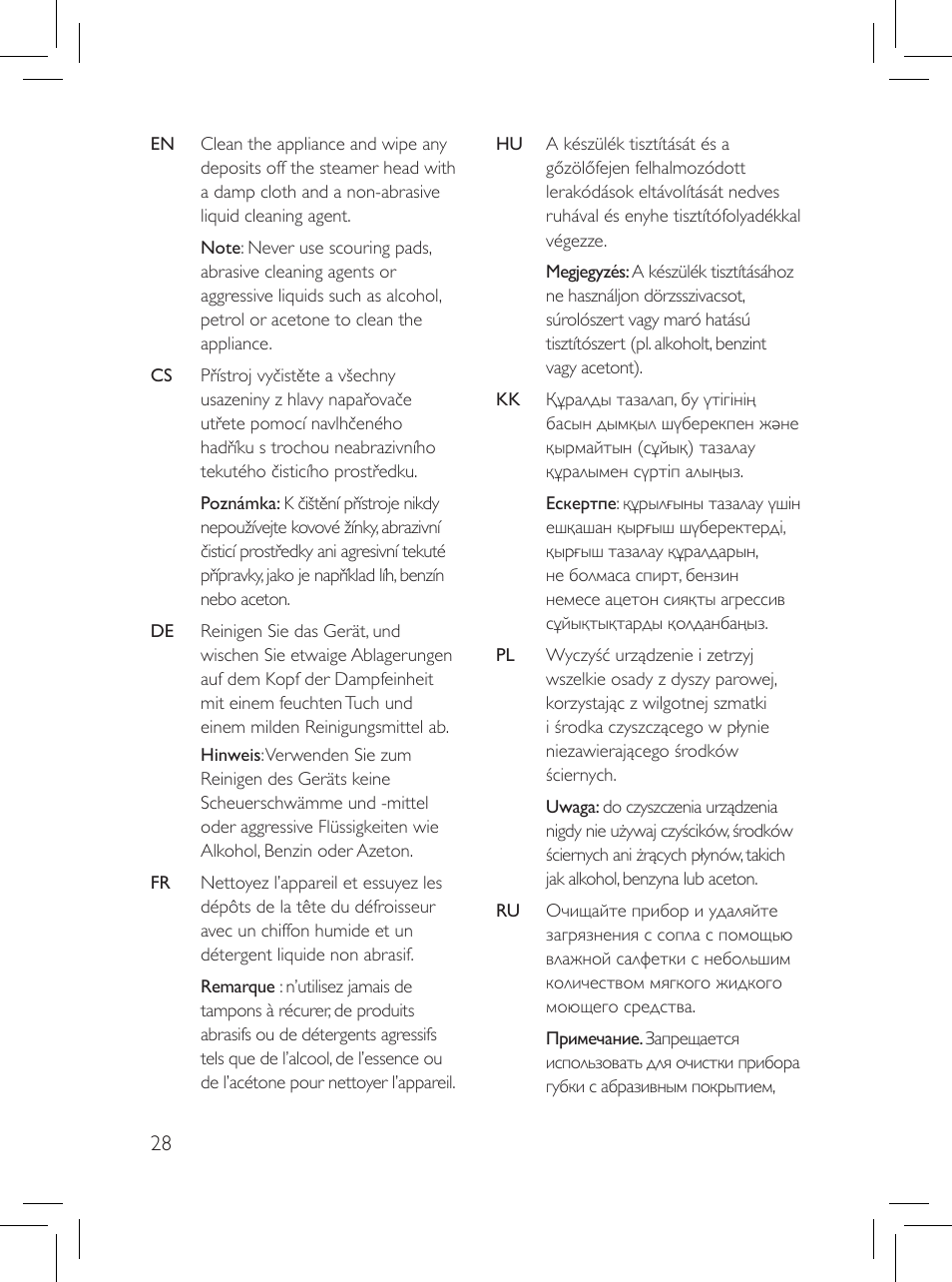 Philips Défroisseur User Manual | Page 28 / 45