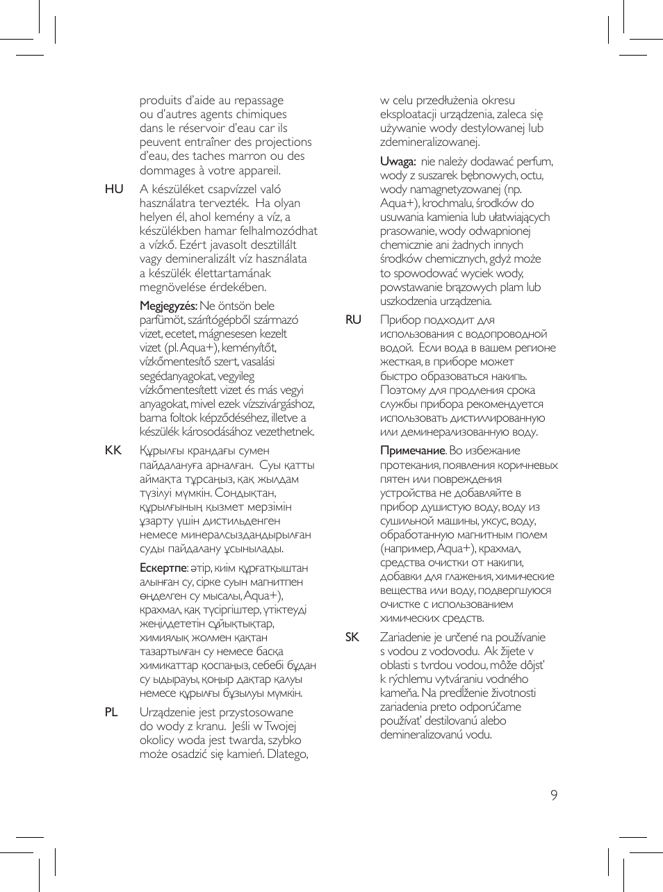 Philips Défroisseur User Manual | Page 9 / 45