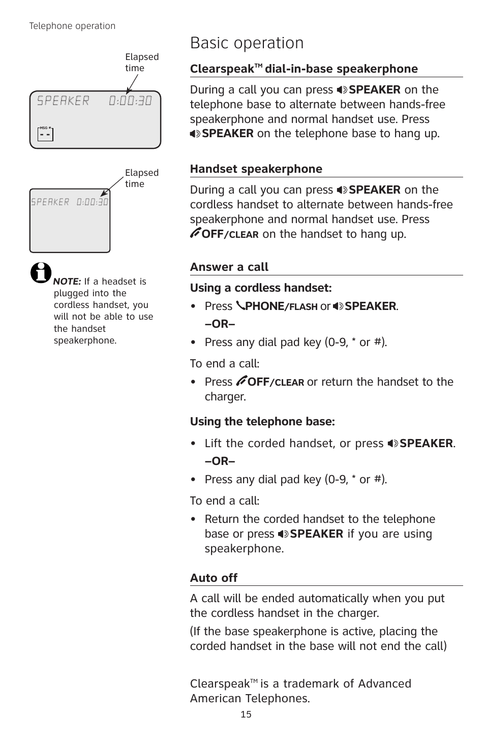 Basic operation | AT&T TL74308 User Manual | Page 20 / 97
