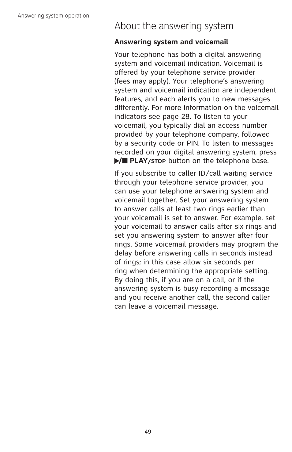 About the answering system | AT&T TL74308 User Manual | Page 54 / 97