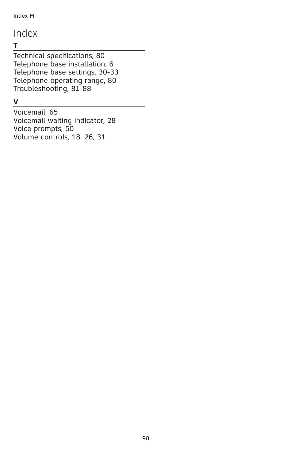 Index | AT&T TL74308 User Manual | Page 95 / 97