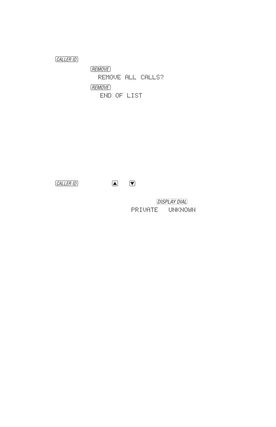 Caller id operation, Removing all calls from call history, Display dial | AT&T 360 User Manual | Page 12 / 19