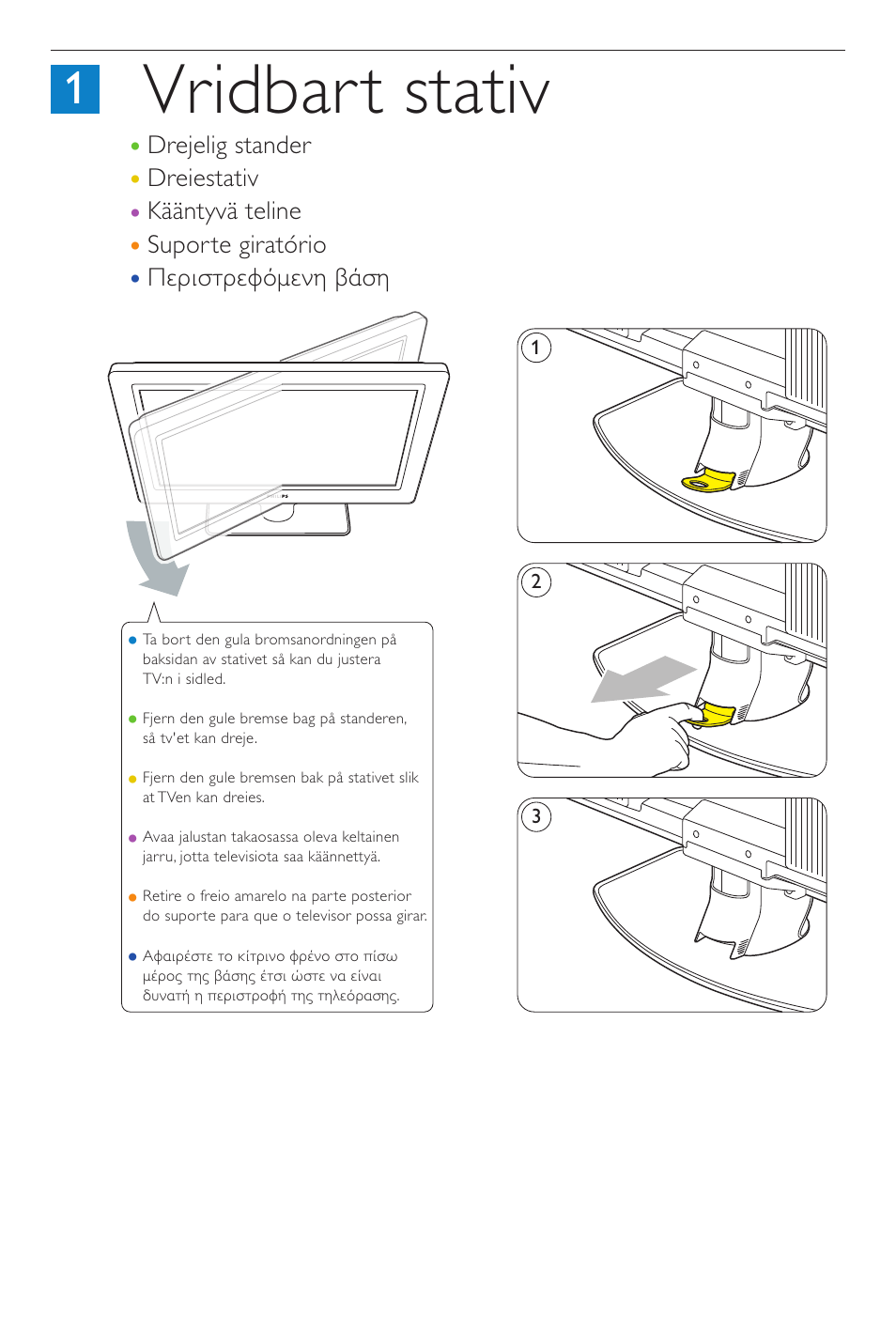 Vridbart stativ | Philips Aurea Téléviseur User Manual | Page 16 / 37