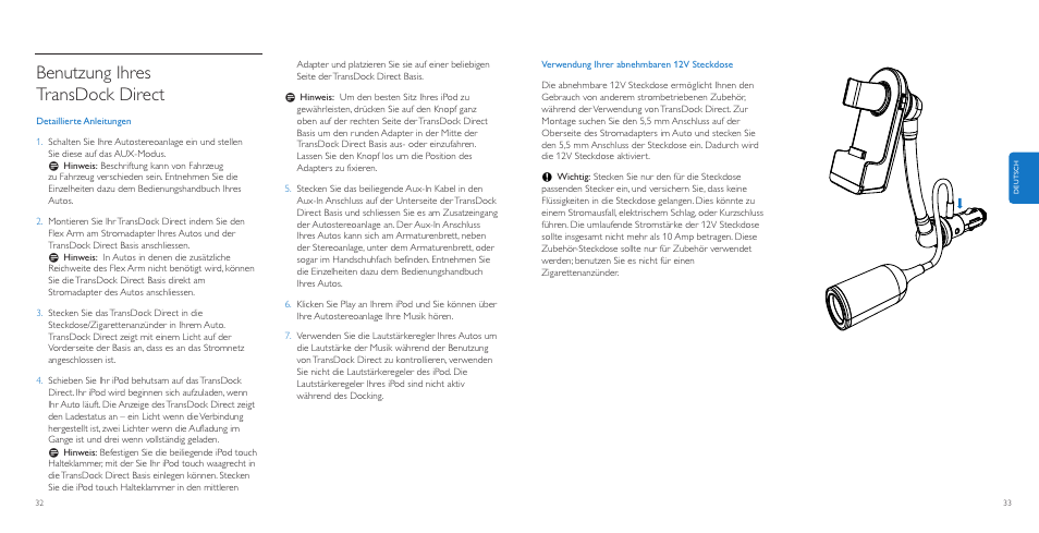Benutzung ihres transdock direct | Philips AuxDock User Manual | Page 17 / 92
