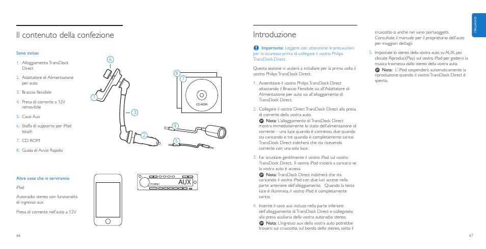 Introduzione, Il contenuto della confezione | Philips AuxDock User Manual | Page 34 / 92