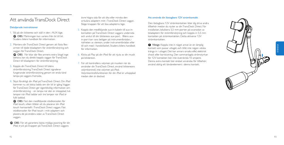 Att användatransdock direct | Philips AuxDock User Manual | Page 47 / 92