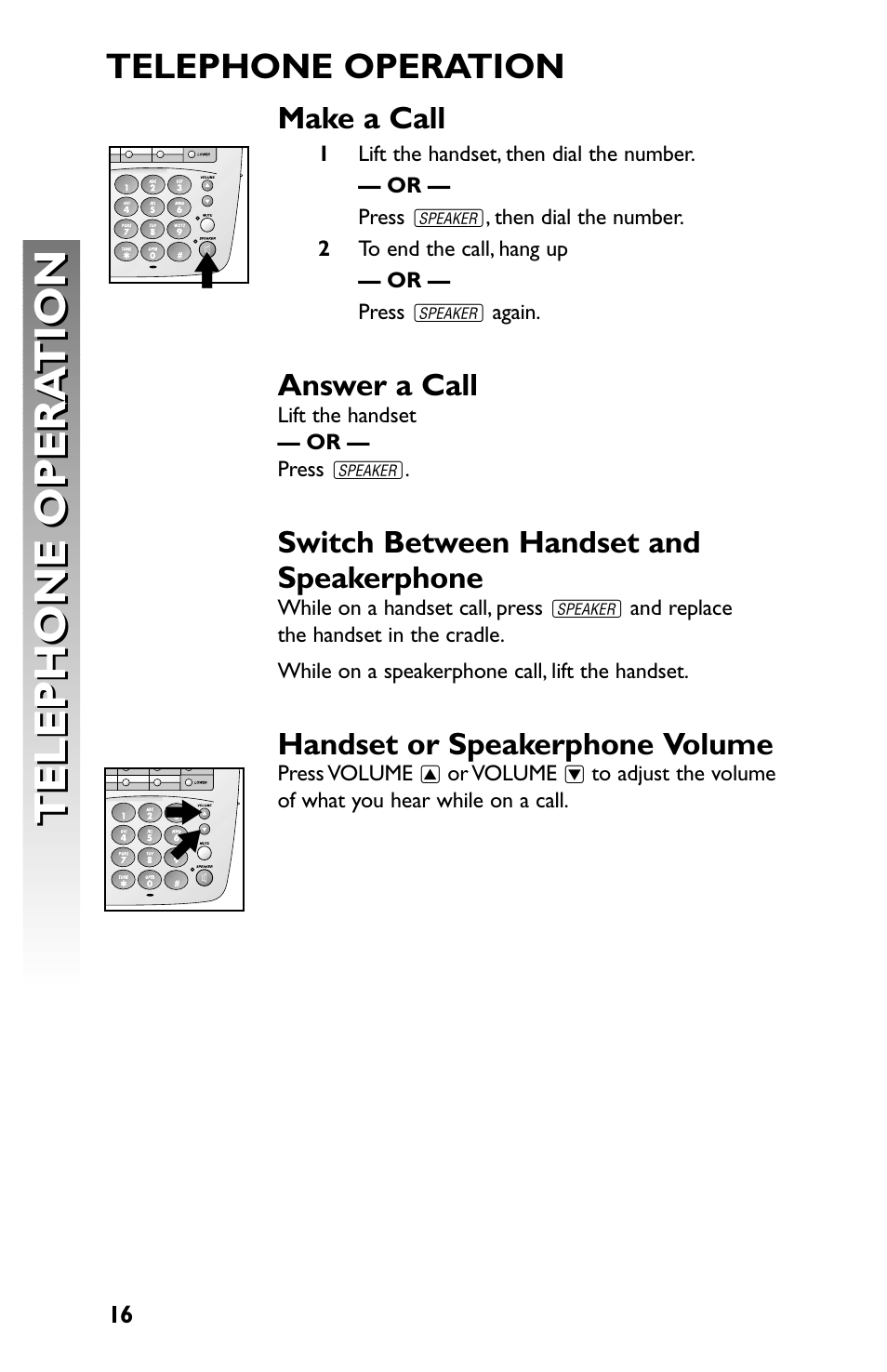 Telephone opera tion telephone opera tion, Telephone operation | AT&T Speakerphone with Caller ID with Call Waiting 959 User Manual | Page 18 / 50