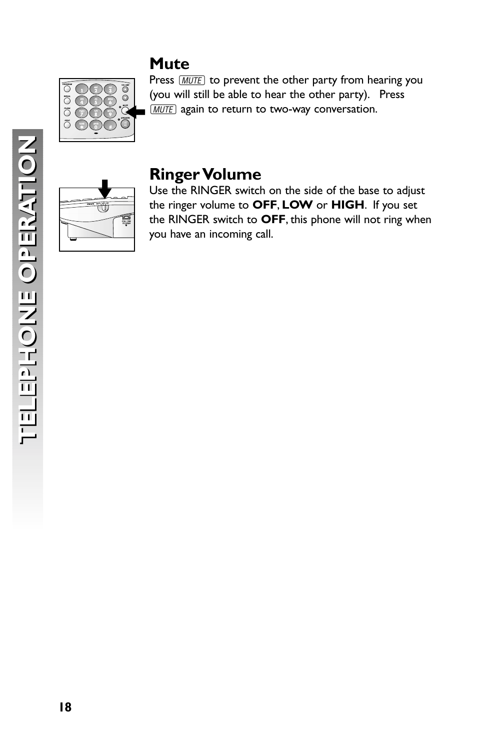 Telephone opera tion telephone opera tion | AT&T Speakerphone with Caller ID with Call Waiting 959 User Manual | Page 20 / 50