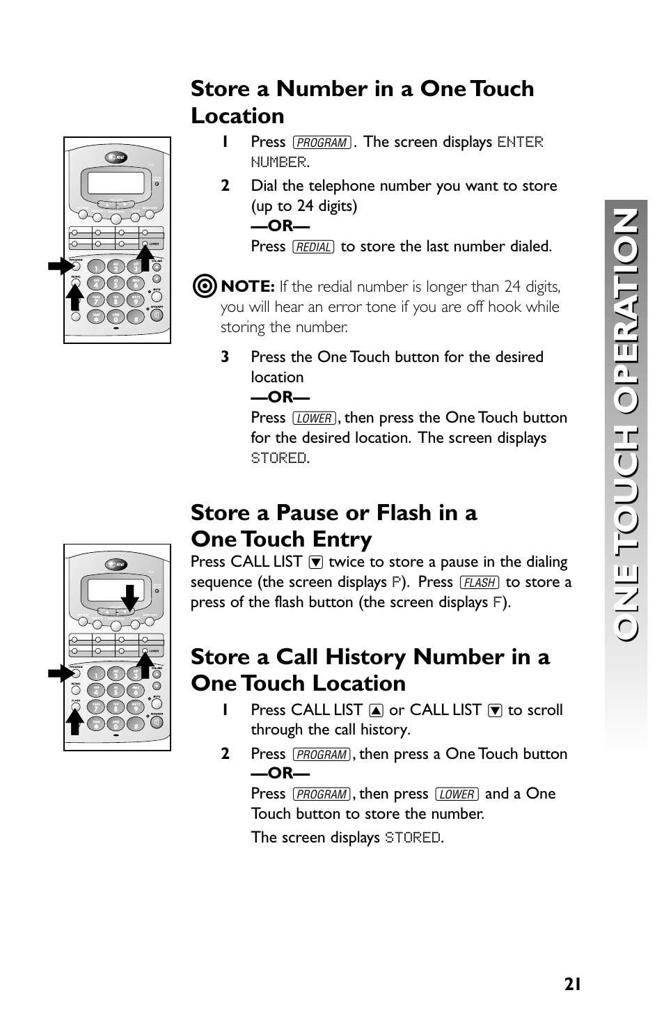 One t ouch opera tion one t ouch opera tion | AT&T Speakerphone with Caller ID with Call Waiting 959 User Manual | Page 23 / 50