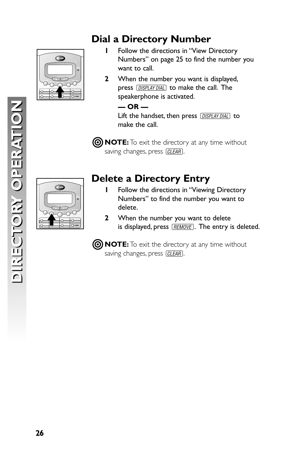 Direct or y opera tion direct or y opera tion | AT&T Speakerphone with Caller ID with Call Waiting 959 User Manual | Page 28 / 50