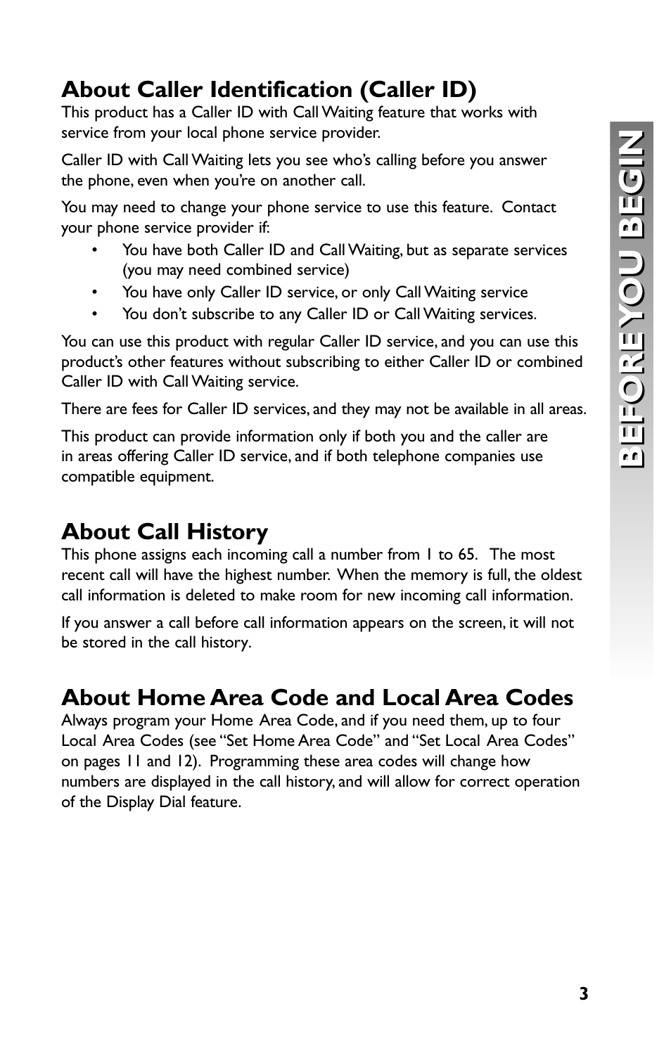 Before y ou begin before y ou begin | AT&T Speakerphone with Caller ID with Call Waiting 959 User Manual | Page 5 / 50
