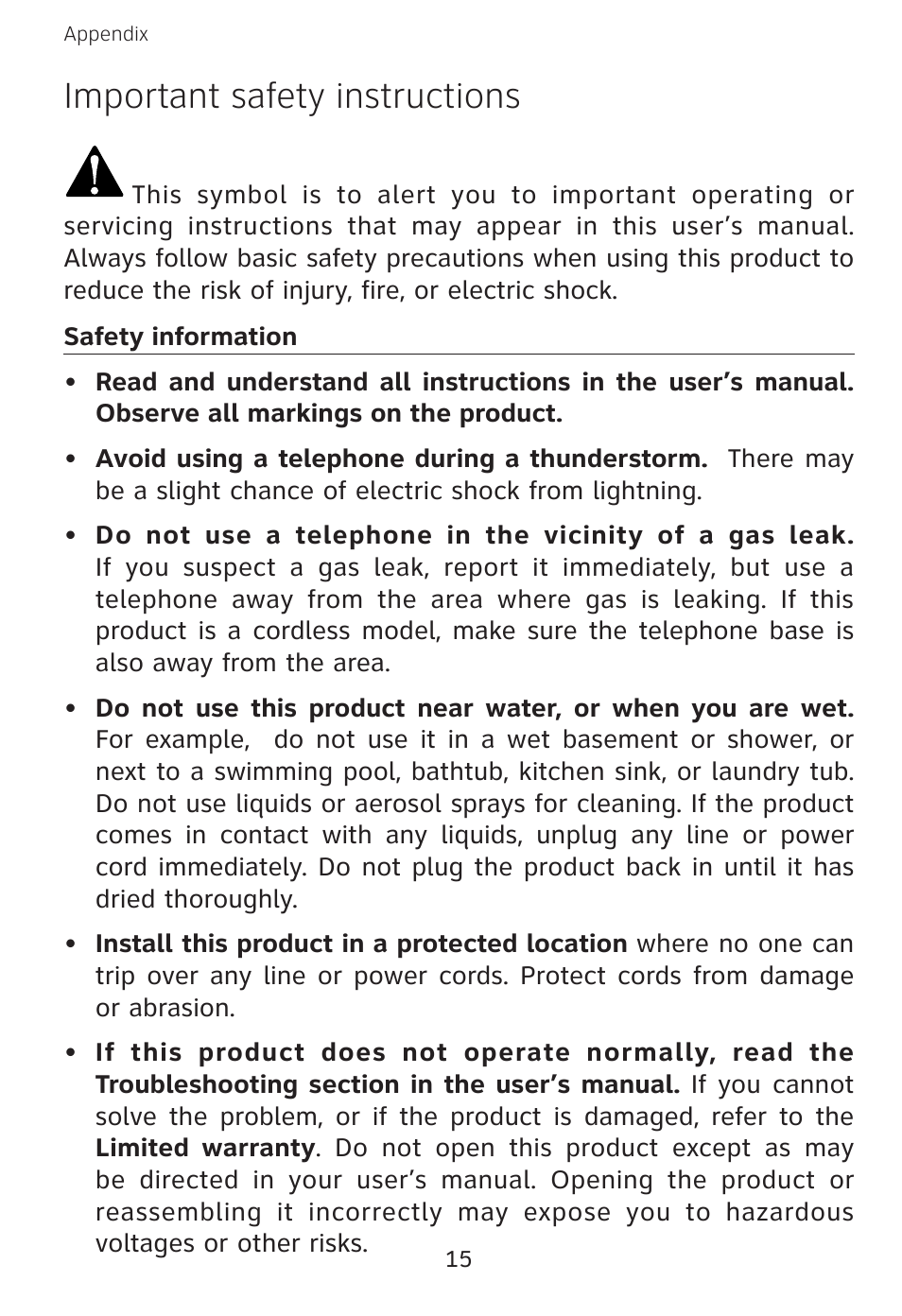 Important safety instructions | AT&T EXPANSION EP5632 User Manual | Page 18 / 30