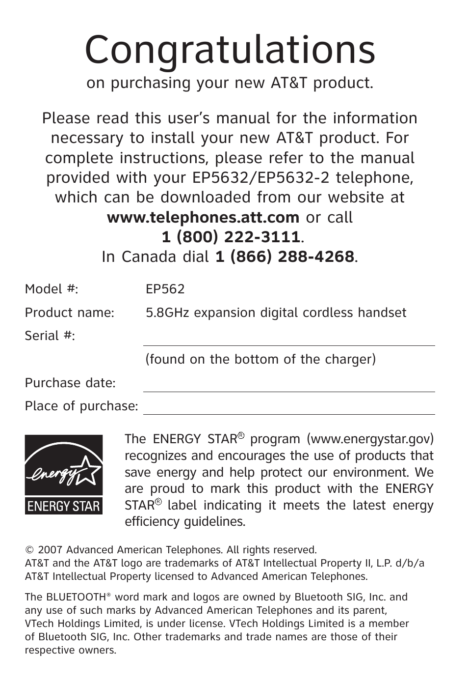 AT&T EXPANSION EP5632 User Manual | Page 2 / 30