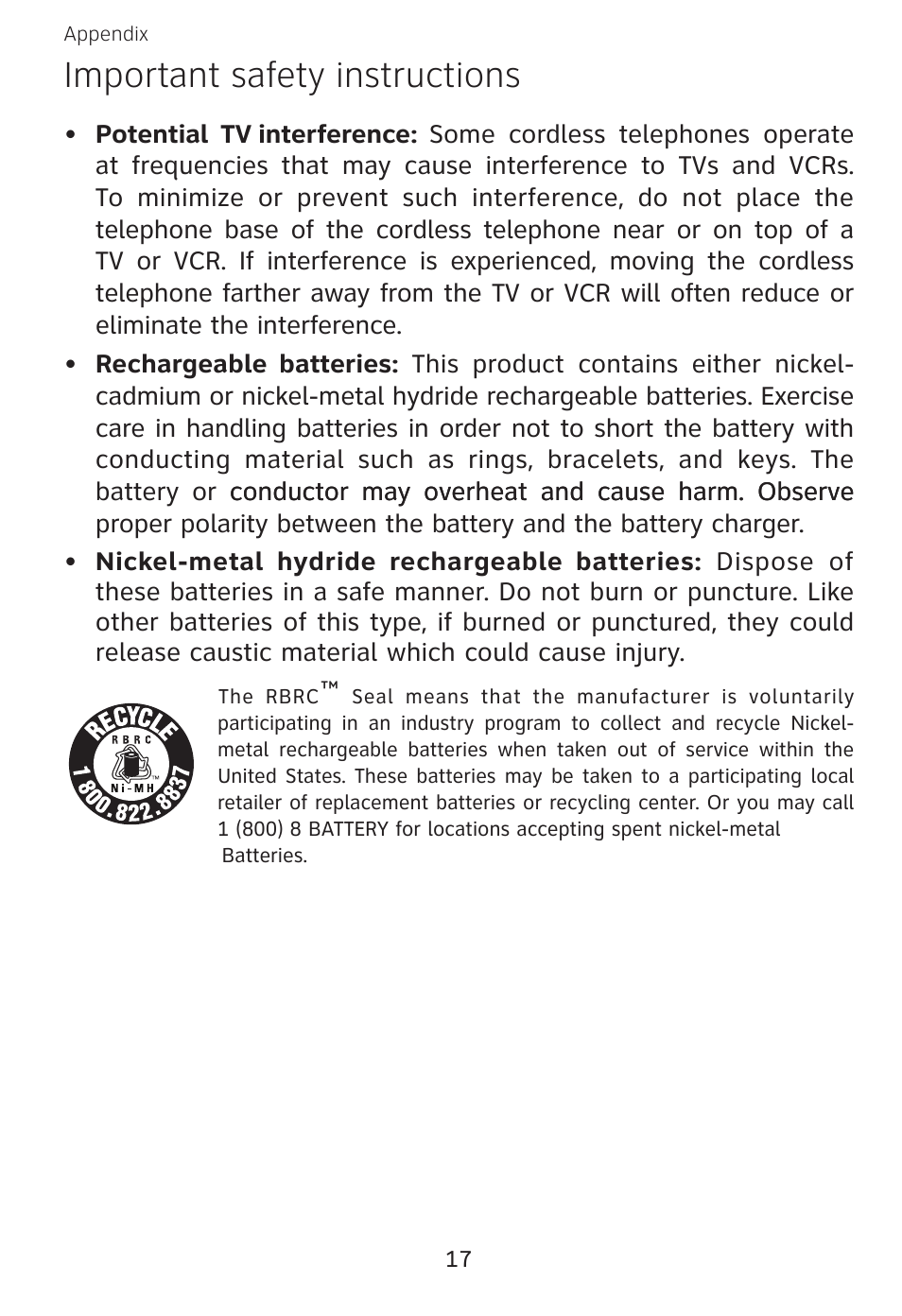 Important safety instructions | AT&T EXPANSION EP5632 User Manual | Page 20 / 30