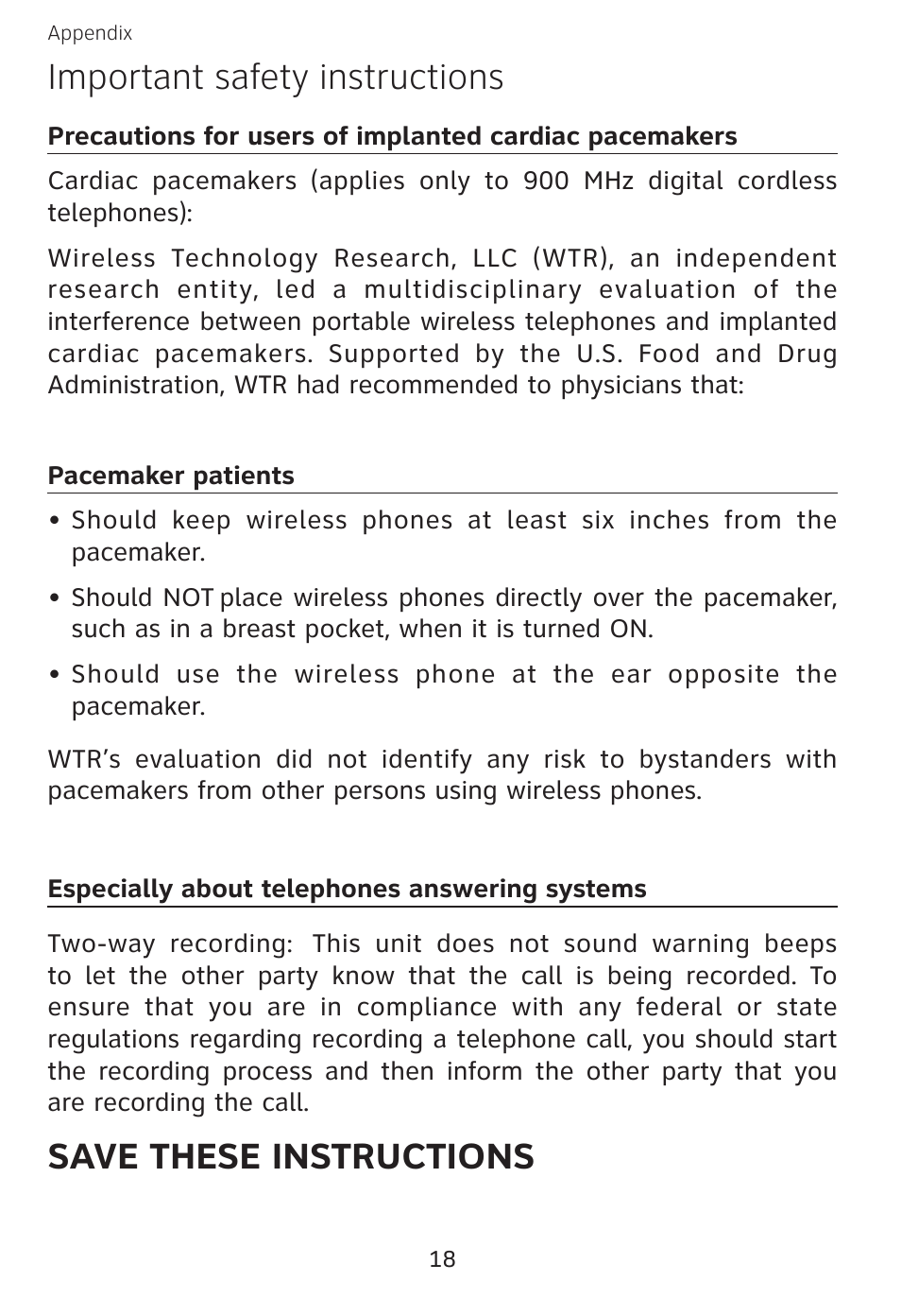 Important safety instructions, Save these instructions | AT&T EXPANSION EP5632 User Manual | Page 21 / 30