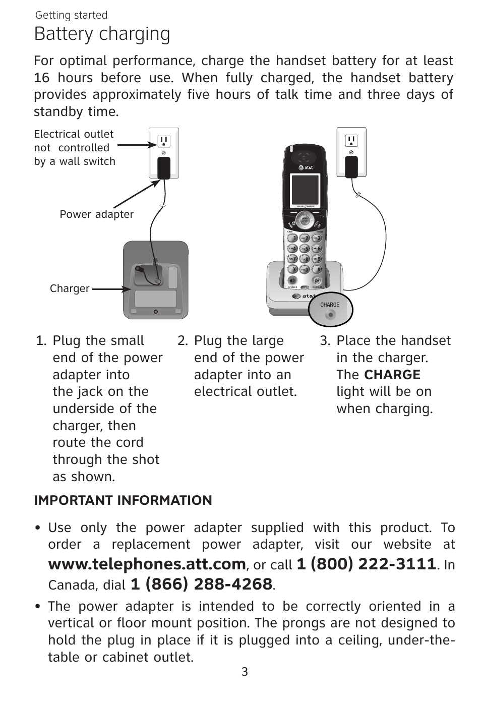 Battery charging | AT&T EXPANSION EP5632 User Manual | Page 6 / 30