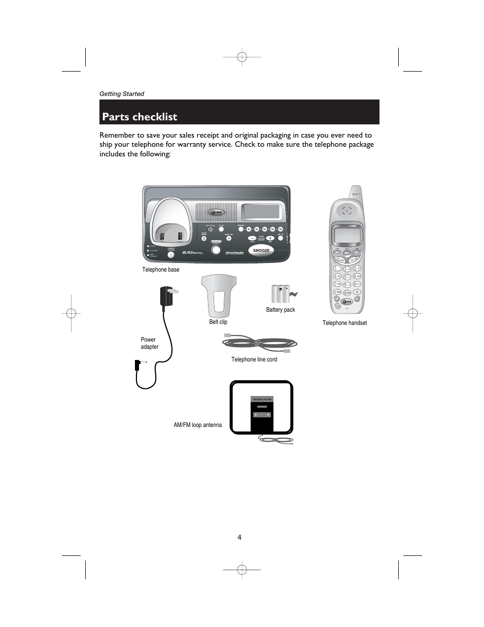 Parts checklist | AT&T E2120 User Manual | Page 6 / 32