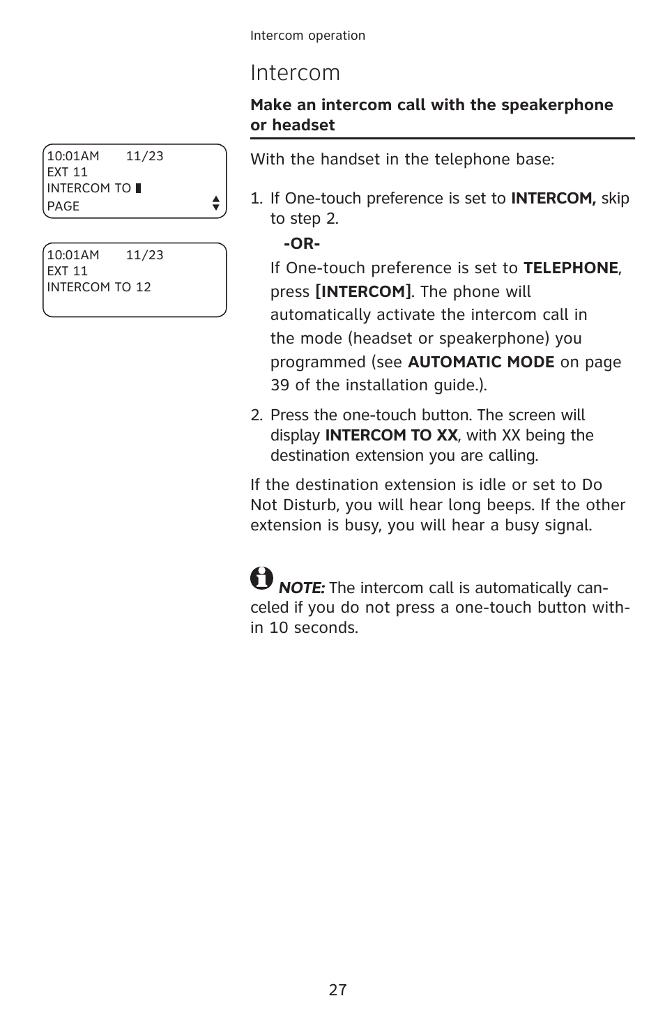 Intercom | AT&T 1070 User Manual | Page 13 / 74