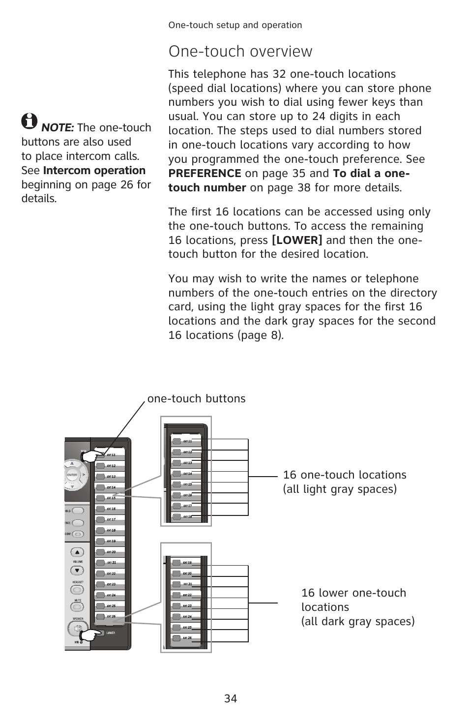 One-touch overview | AT&T 1070 User Manual | Page 20 / 74