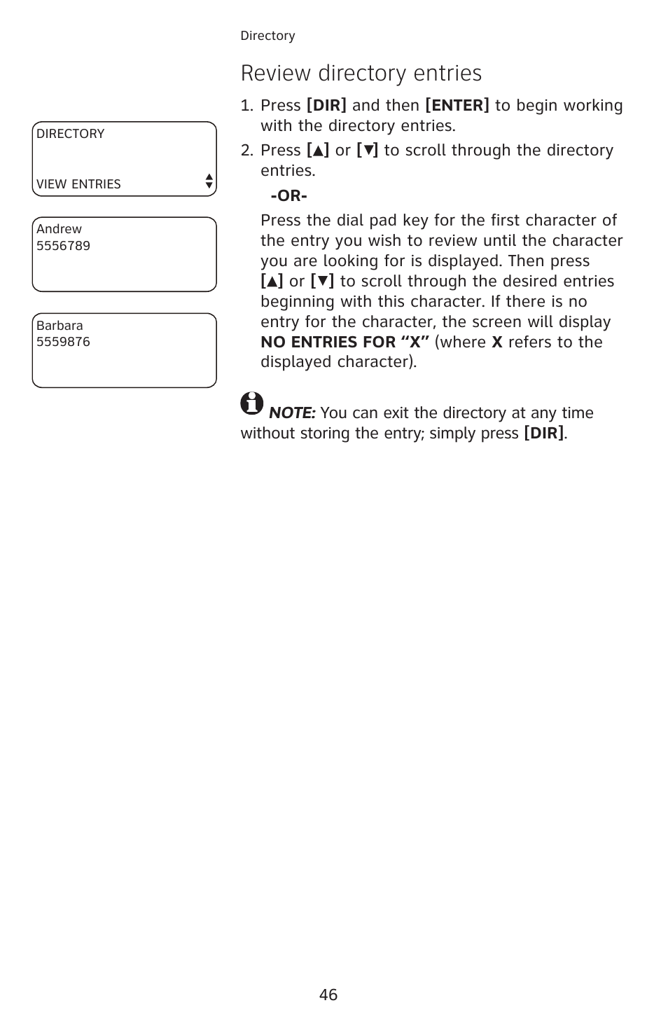 Review directory entries | AT&T 1070 User Manual | Page 32 / 74