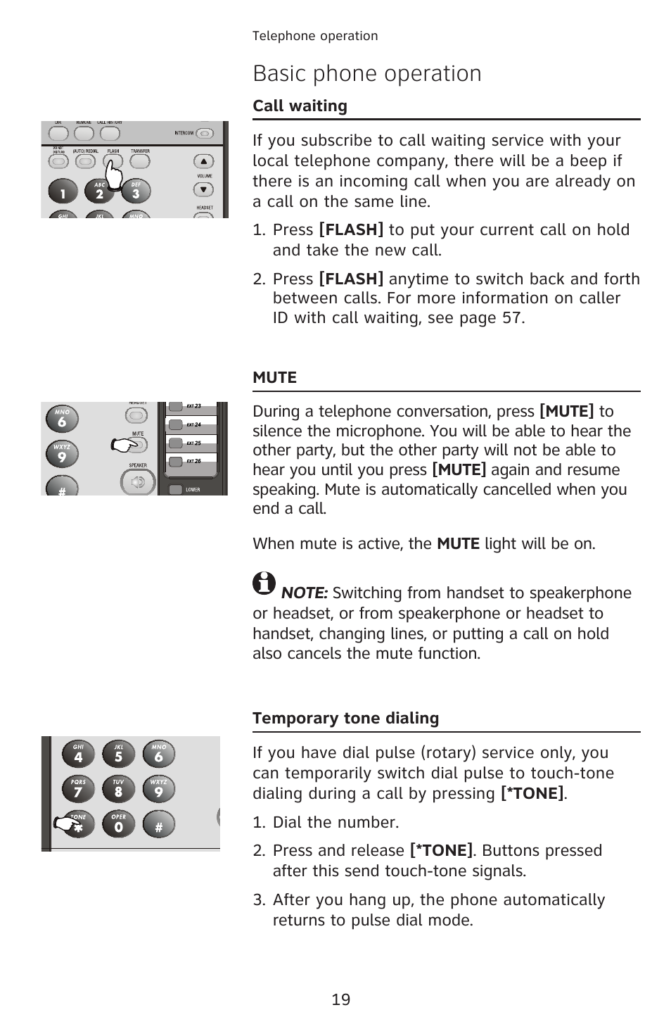 Basic phone operation | AT&T 1070 User Manual | Page 5 / 74