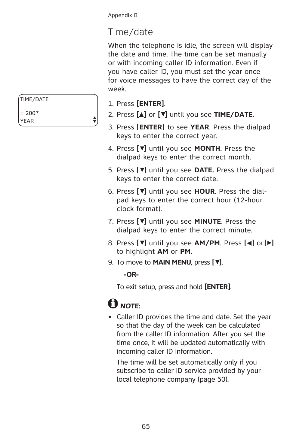 Time/date | AT&T 1070 User Manual | Page 51 / 74