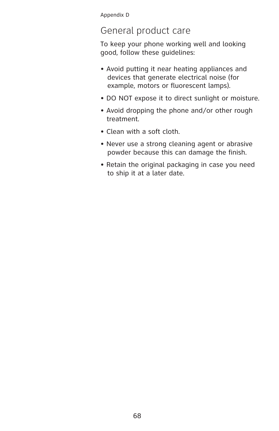 General product care | AT&T 1070 User Manual | Page 54 / 74