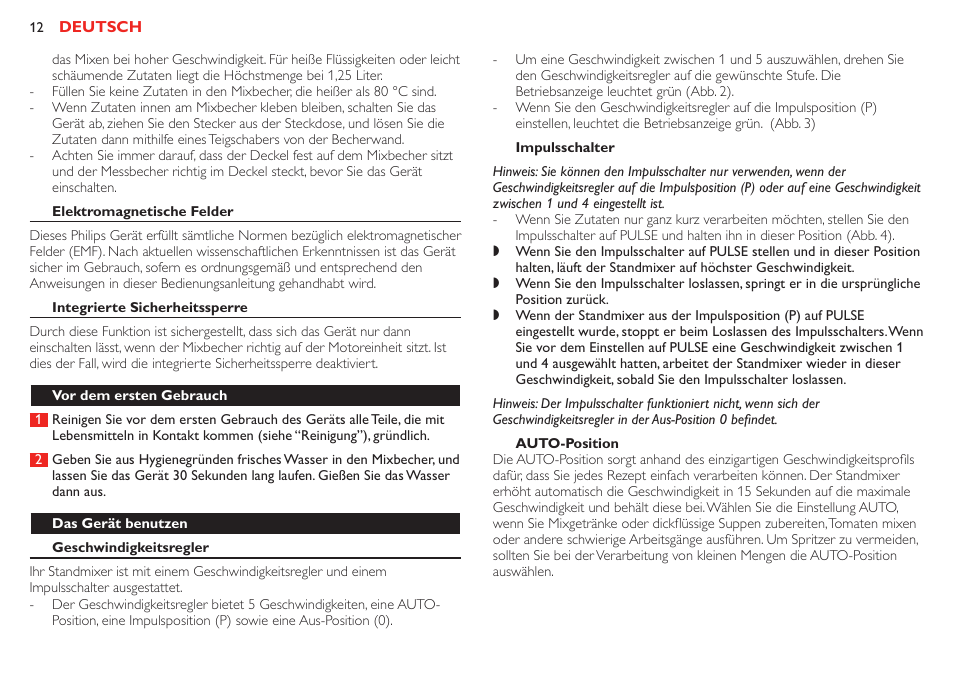 Achtung | Philips Robust Collection Blender User Manual | Page 12 / 28