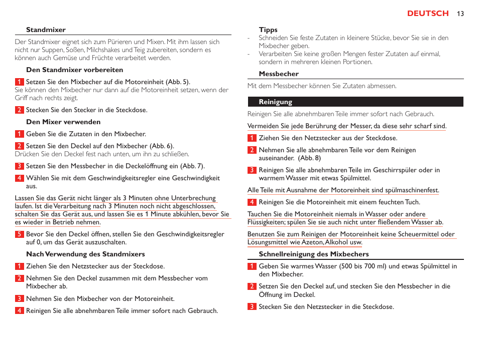 Elektromagnetische felder, Integrierte sicherheitssperre, Vor dem ersten gebrauch | Das gerät benutzen, Geschwindigkeitsregler | Philips Robust Collection Blender User Manual | Page 13 / 28