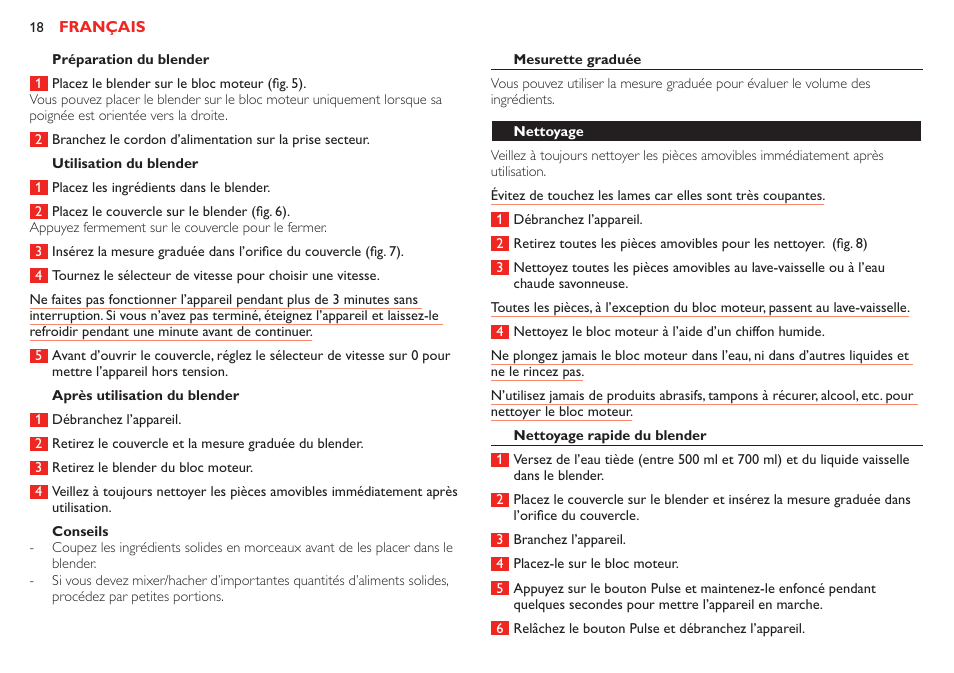 Attention | Philips Robust Collection Blender User Manual | Page 18 / 28