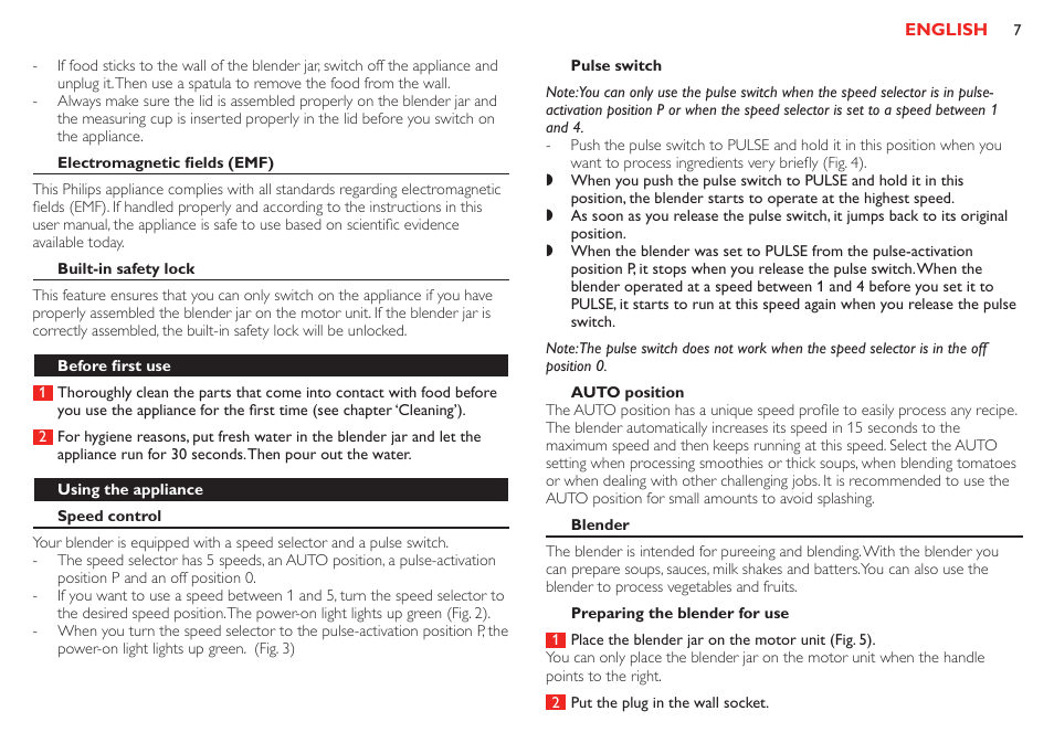 Caution | Philips Robust Collection Blender User Manual | Page 7 / 28