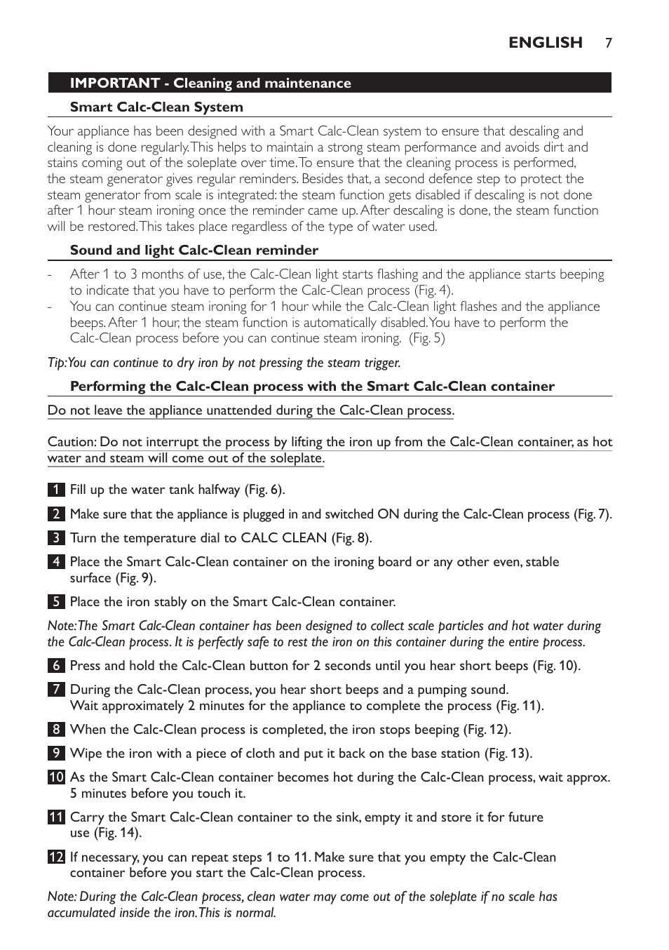 Philips Centrale vapeur User Manual | Page 7 / 28
