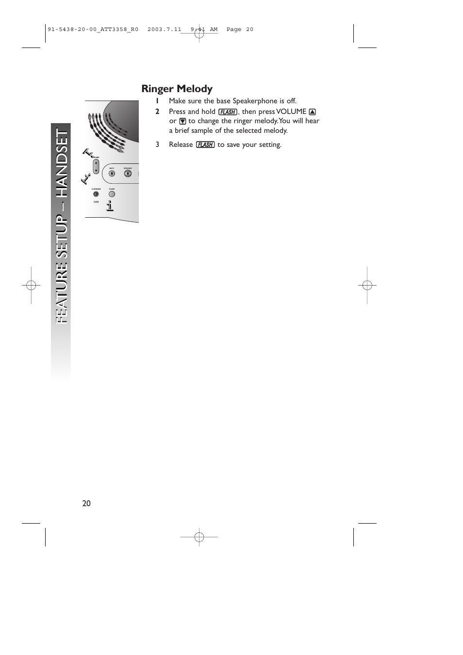 Fea ture setup – handset fea ture setup – handset, Ii i i i | AT&T 3358 User Manual | Page 23 / 72