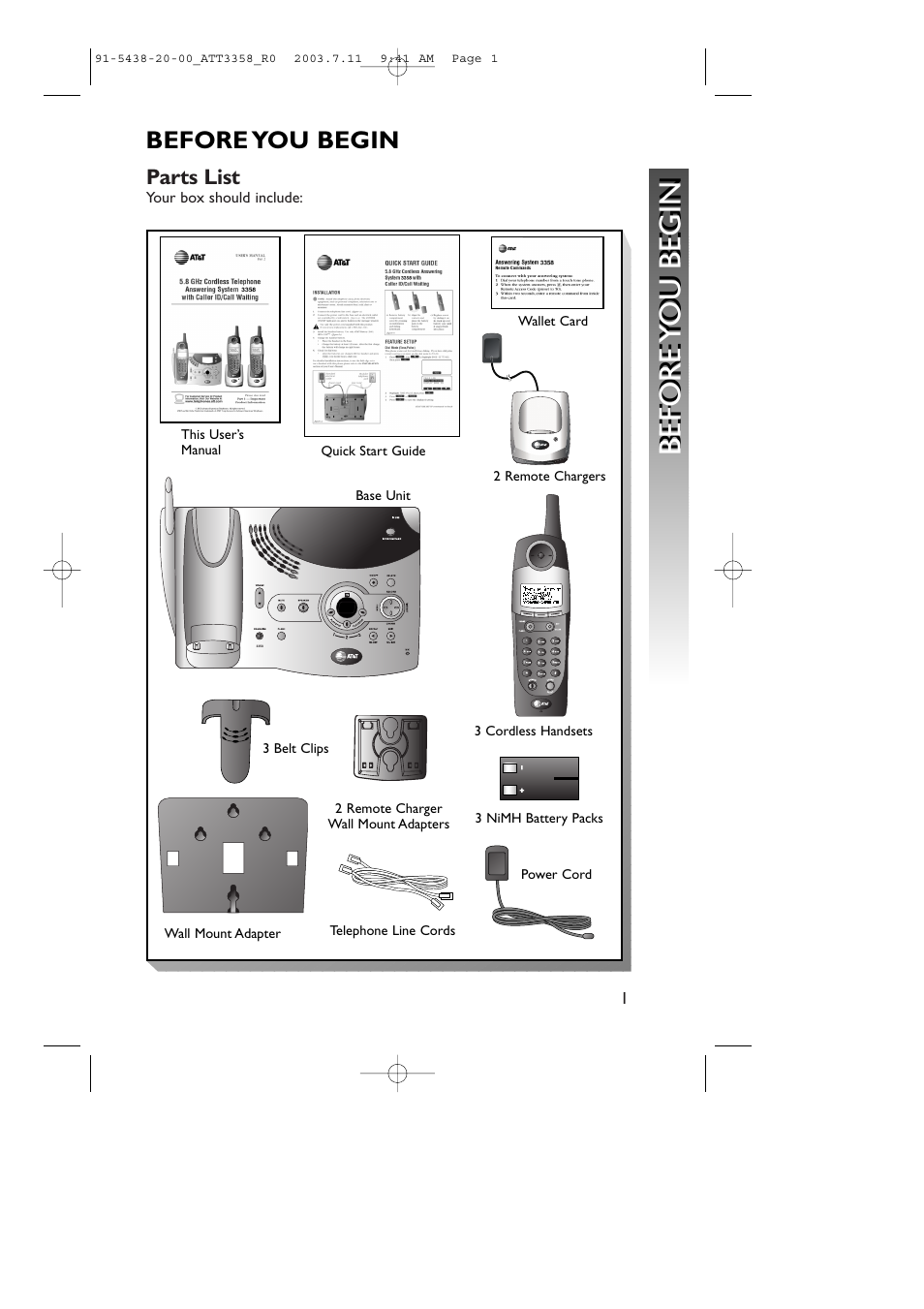 Before y ou begin before y ou begin, Before you begin | AT&T 3358 User Manual | Page 4 / 72