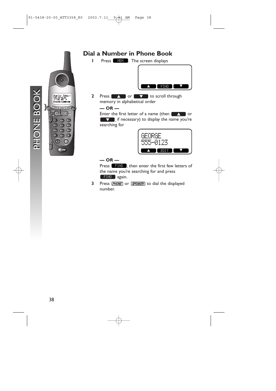 Phone book | AT&T 3358 User Manual | Page 41 / 72