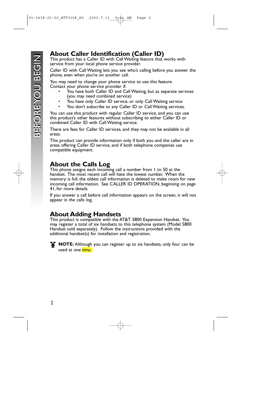 Before y ou begin before y ou begin | AT&T 3358 User Manual | Page 5 / 72