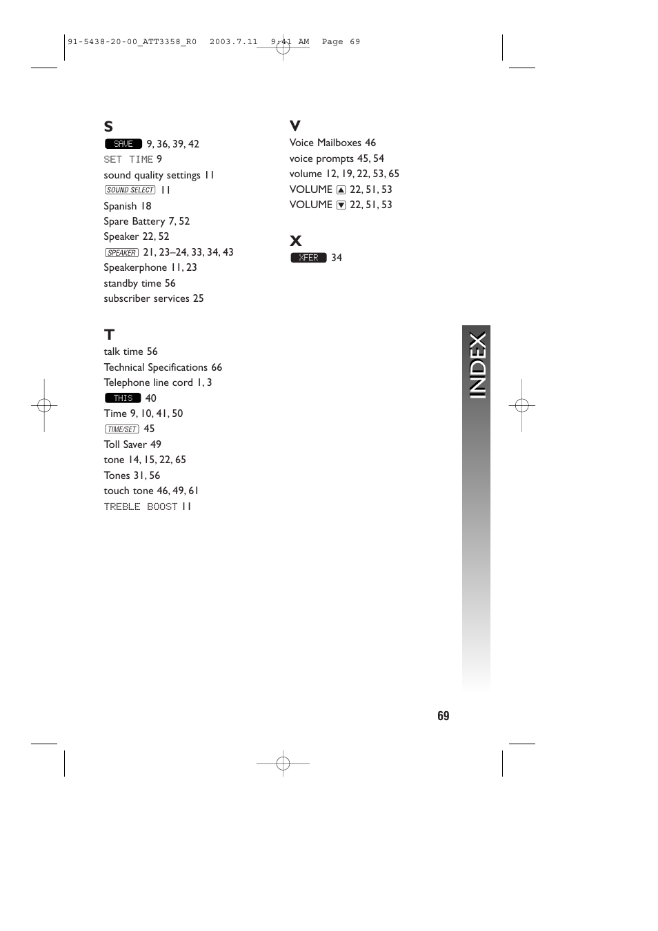 Index | AT&T 3358 User Manual | Page 72 / 72